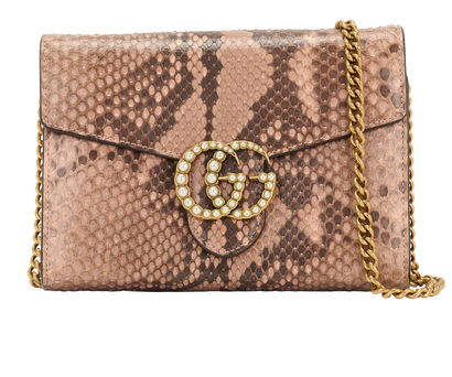 Marmont Wallet on Chain, &pound;950, Handbags, Pink, Python, Front view
